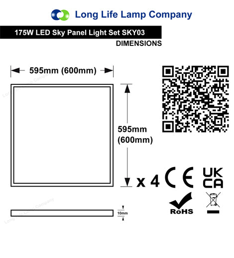 LED Panel Sky Scene Ceiling Light 600 x 600 (4 set) Birds, Clouds, Sun, SKY03F