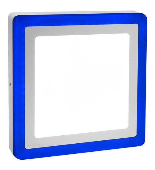 18w Surface Mount Ceiling LED Square Panel Dual Colour Blue and White 245 x 245