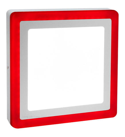 18w Surface Mount Ceiling LED Square Panel Dual Colour Red and White 245 x 245