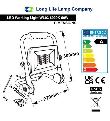 50W Outdoor LED Worklight Floodlight Adjustable IP65 Waterproof 6000k WL03