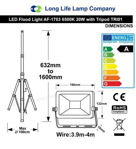 30W LED Single Tripod Work Light IP65 6500k 220-240v TRI01