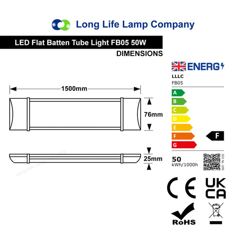 LED Slim Profile Ceiling Batten Light Opal Cover FB0