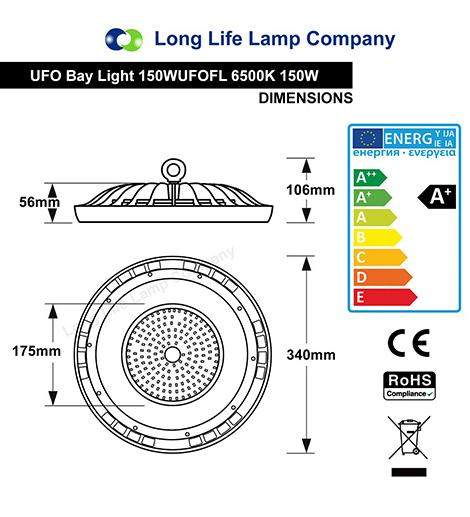150w LED High Bay Light UFO Style 6500k Commercial Light