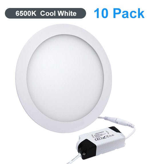 10 Pack 18w Recessed Ceiling LED Round Panel 6500K Cool White 220mm - PanelHut Free Delivery on all orders