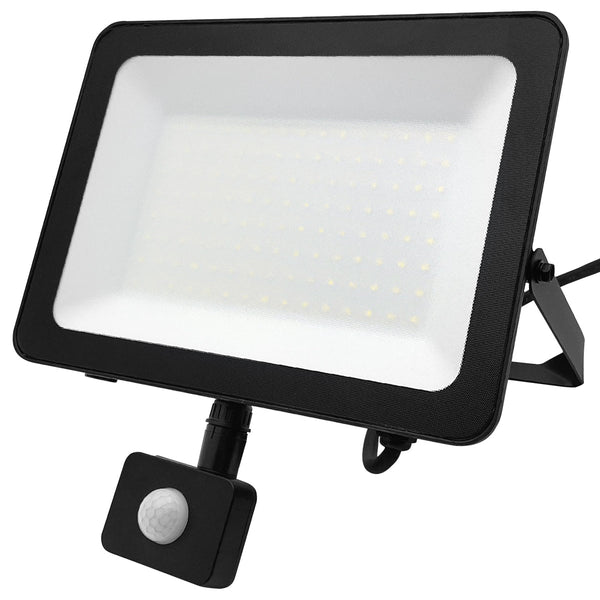 100w LED Floodlight Black 6500K with Detachable PIR Sensor IP65 FL65K100W - PanelHut Free Delivery on all orders