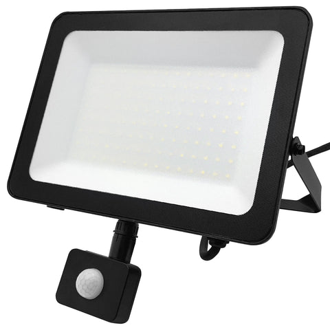 100w LED Floodlight Black 6500K with Detachable PIR Sensor IP65 FL65K100W - PanelHut Free Delivery on all orders