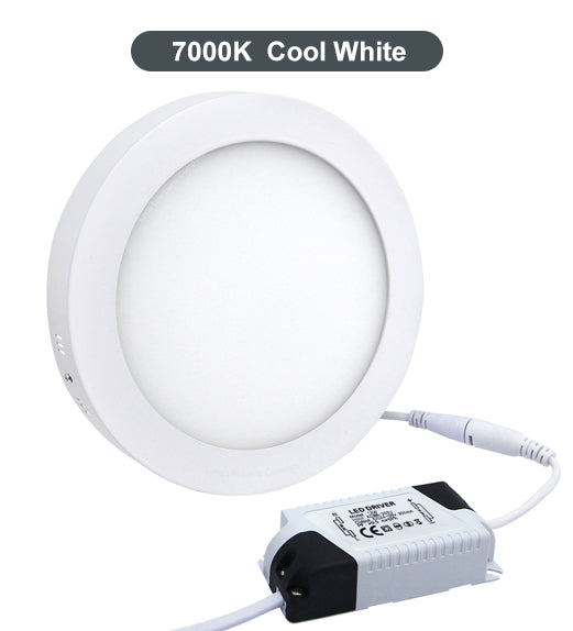 12w Surface Mount LED Round Panel 7000K Cool White 165mm