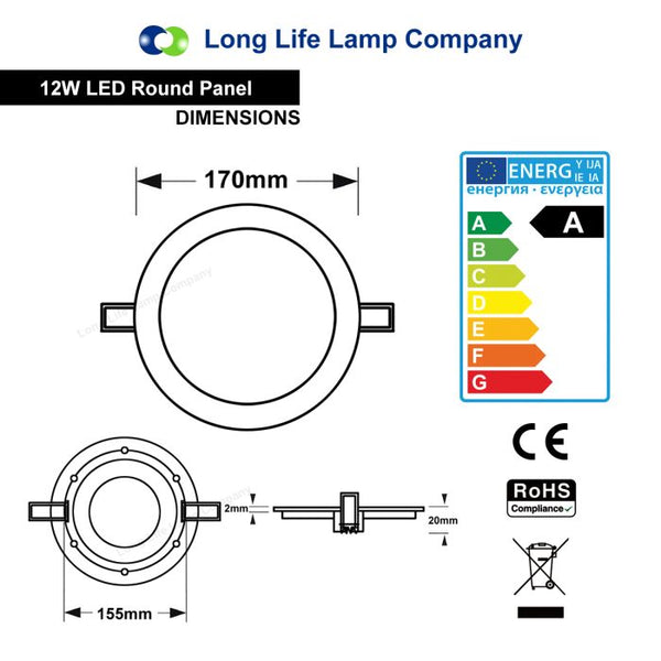 12w LED Round Ceiling Panel 3000k Warm White - PanelHut Free Delivery on all orders