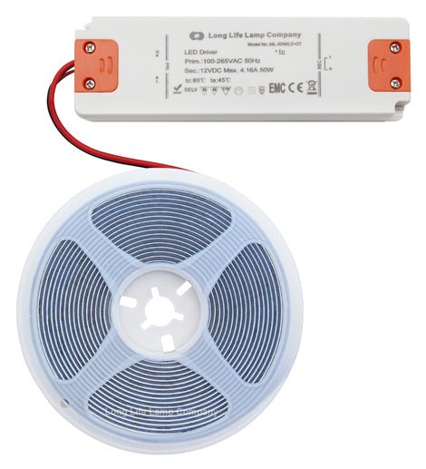 12W LED Tape Strip Light IP65 Continuous COB Illumination 5m 12V Blue - PanelHut Free Delivery on all orders