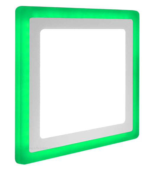 18w Recessed LED Square Panel Green 242 x 242