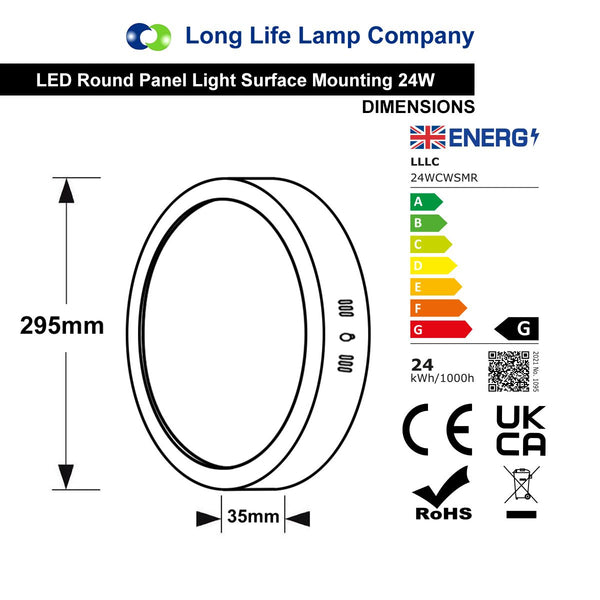 24w Surface Mount LED Round Panel 6500K Cool White