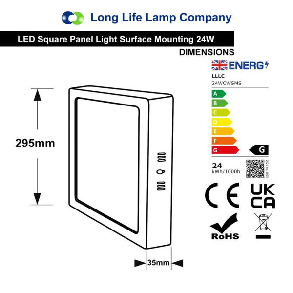 24w Surface Mount LED Square Panel 6500K Cool White