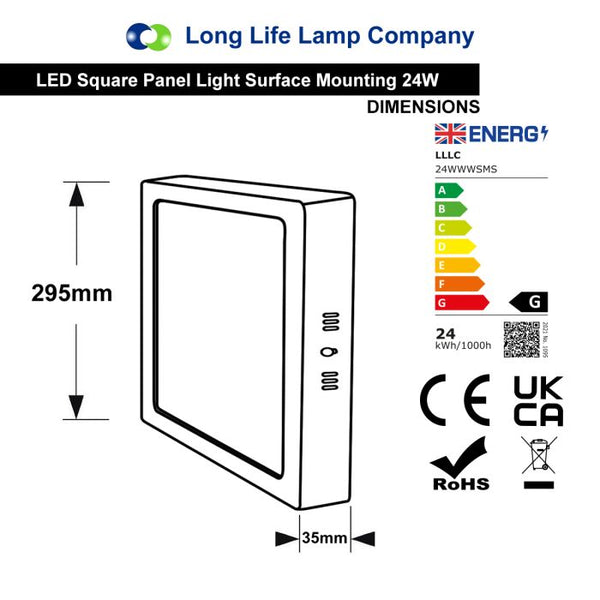 24w Surface Mount LED Square Panel 3500K Warm White