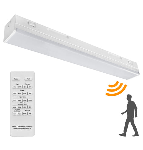 20W LED Microwave Sensor Ceiling Batten Light 2 feet 6500k MSBL20 Remote