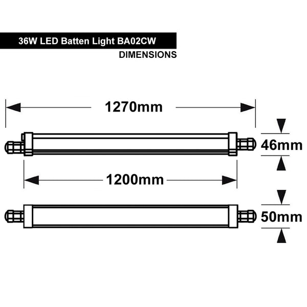 36w 4 feet LED Linear Ceiling Batten Light Fitting IP65 6500K BA02CW - PanelHut Free Delivery on all orders