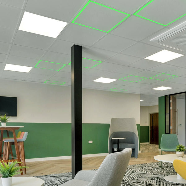 40w LED Edge Lit Border 600 x 600 Recessed Ceiling Light Green PFL40G - PanelHut Free Delivery on all orders