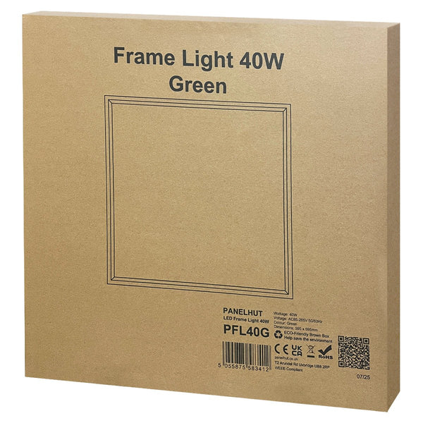 40w LED Edge Lit Border 600 x 600 Recessed Ceiling Light Green PFL40G - PanelHut Free Delivery on all orders