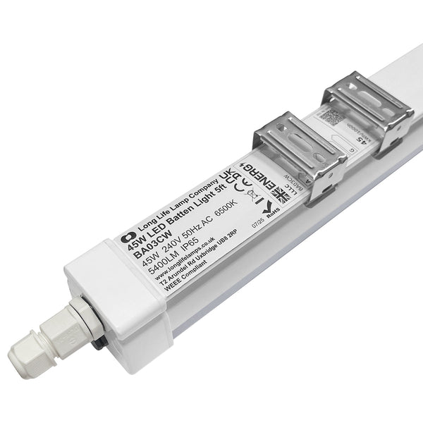 45w 5 feet LED Linear Ceiling Batten Light Fitting IP65 6500K BA03CW - PanelHut Free Delivery on all orders