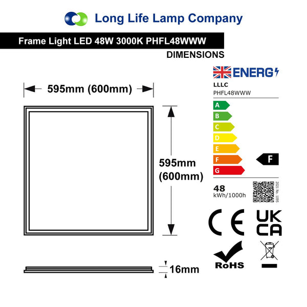 48w LED Edge Lit Border 600 x 600 Recessed Ceiling Light 3000k Warm White - PanelHut Free Delivery on all orders