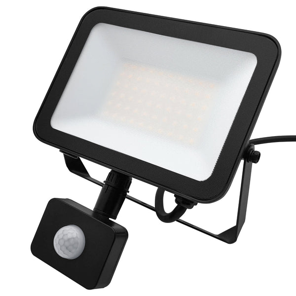 50W LED floodlight with PIR sensor 6500K black IP65 outdoor security light