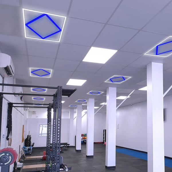 64w LED 600 x 600 Panel Diamond Border Line Recessed Ceiling Light Cool White and Blue PFL03 - PanelHut Free Delivery on all orders