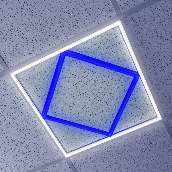 64w LED 600 x 600 Panel Diamond Border Line Recessed Ceiling Light Cool White and Blue PFL03 - PanelHut Free Delivery on all orders
