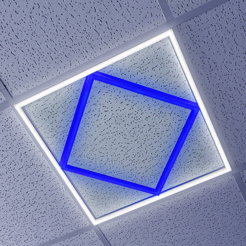 64w LED 600 x 600 Panel Diamond Border Line Recessed Ceiling Light Cool White and Blue PFL03 - PanelHut Free Delivery on all orders
