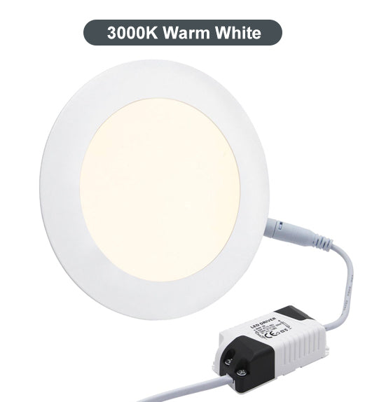 6w Recessed Ceiling LED Round Panel 3000K Warm White 120mm