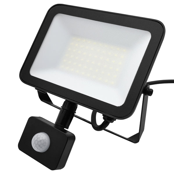 50w LED Floodlight Black 6500K with Detachable PIR Sensor IP65 FL65K50W