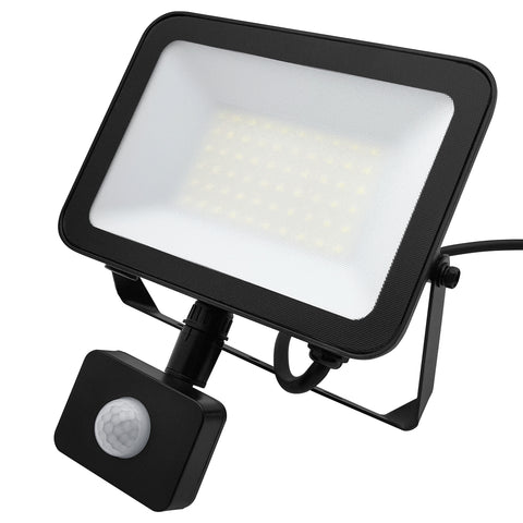 50w LED Floodlight Black 6500K with Detachable PIR Sensor IP65 FL65K50W