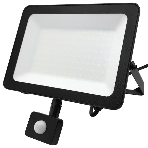100w LED Floodlight Black 6500K with Detachable PIR Sensor IP65 FL65K100W