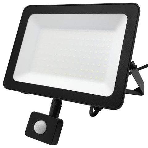 100w LED Floodlight Black 6500K with Detachable PIR Sensor IP65 FL65K100W