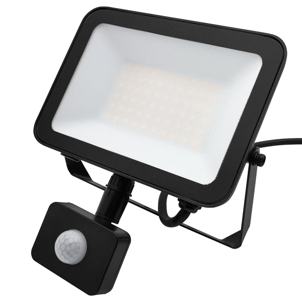 50w LED Floodlight Black 4000K with Detachable PIR Sensor IP65 FL4K50W