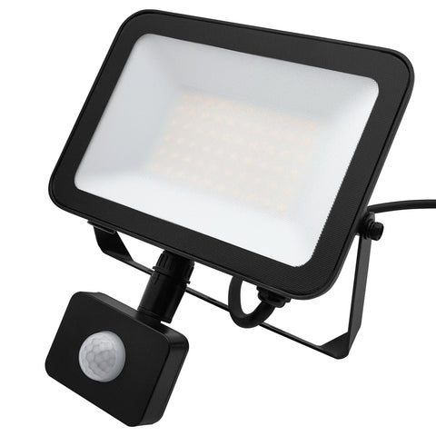 50w LED Floodlight Black 4000K with Detachable PIR Sensor IP65 FL4K50W