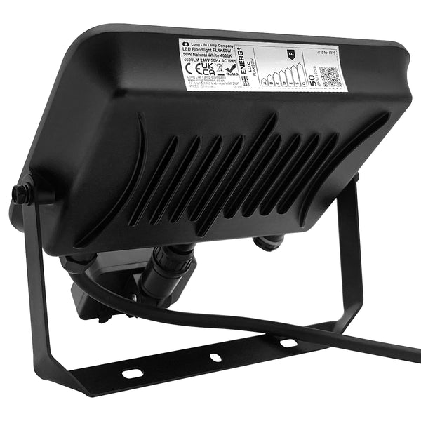 50w LED Floodlight Black 4000K with Detachable PIR Sensor IP65 FL4K50W