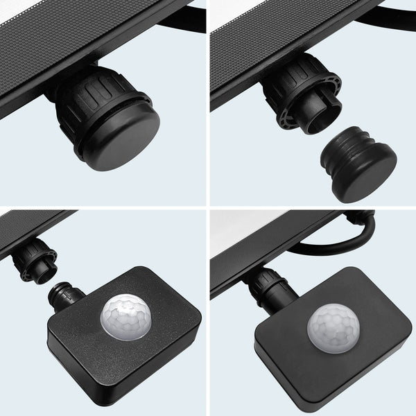 100w LED Floodlight Black 6500K with Detachable PIR Sensor IP65 FL65K100W