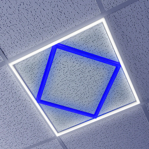 64w LED 600 x 600 Panel Diamond Border Line Recessed Ceiling Light Cool White and Blue PFL03