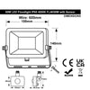 50w LED Floodlight Black 4000K with Detachable PIR Sensor IP65 FL4K50W