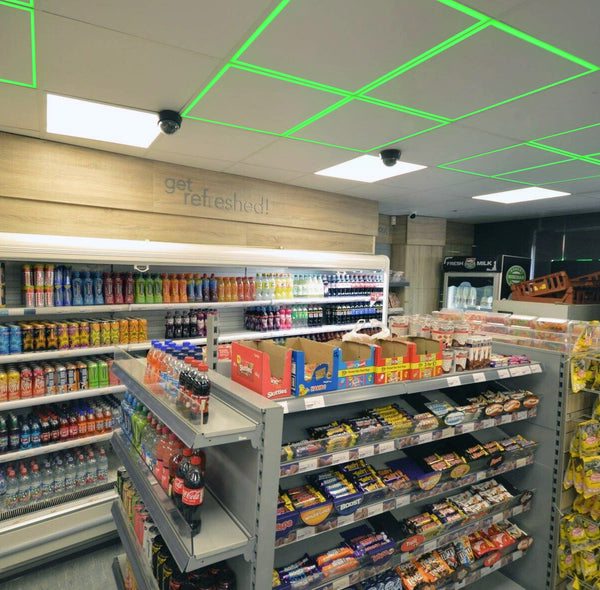 40w LED Edge Lit Border 600 x 600 Recessed Ceiling Light Green PFL40G