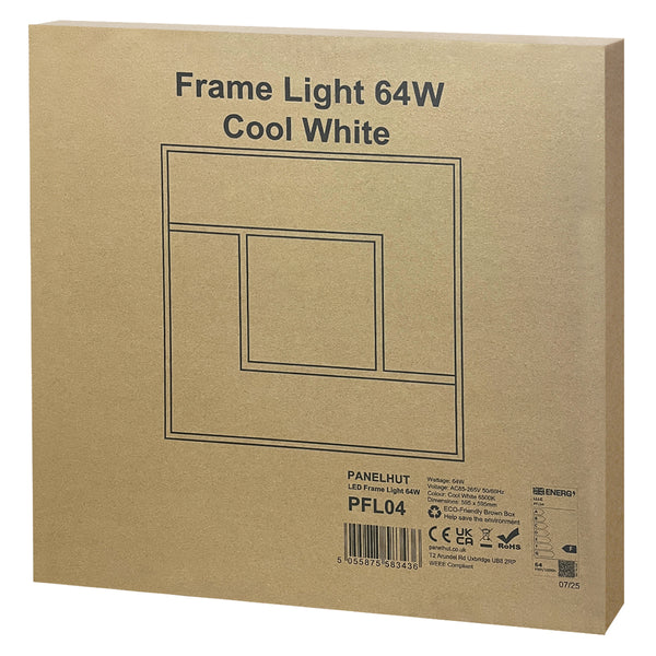64w LED 600 x 600 Edge Lit Border Line Recessed Ceiling Light 6500k Cool White PFL04