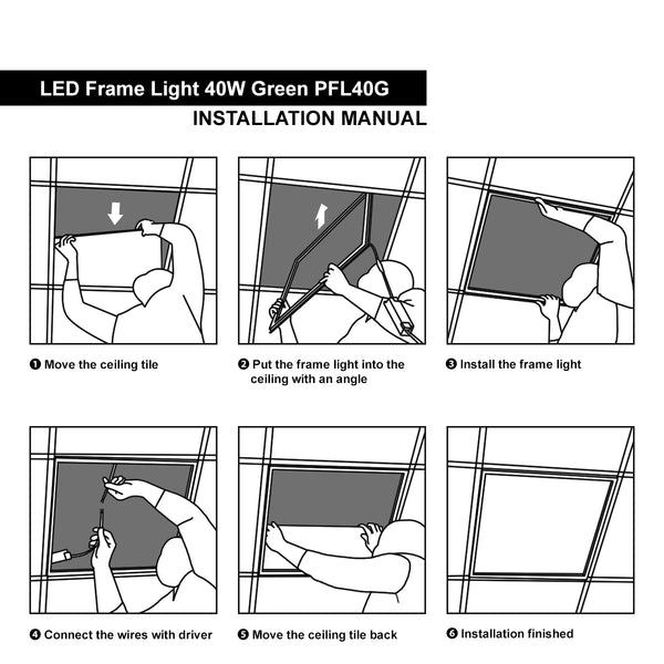 40w LED Edge Lit Border 600 x 600 Recessed Ceiling Light Green PFL40G