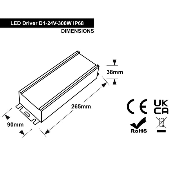 LED Driver 24v Output Low Voltage IP68 Waterproof Transformer 24 Volts D1 - PanelHut Free Delivery on all orders
