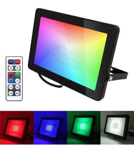 100w LED Colour Changing Floodlight IP65 RGBW FL02 - PanelHut Free Delivery on all orders