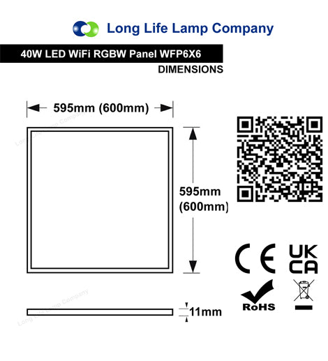 40w Smart RGB WiFi LED Ceiling Panel Light 600 x 600 Colour Changing + CW/WW