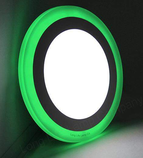 12w Recessed Ceiling LED Round Green Ring Panel 195mm - PanelHut Free Delivery on all orders
