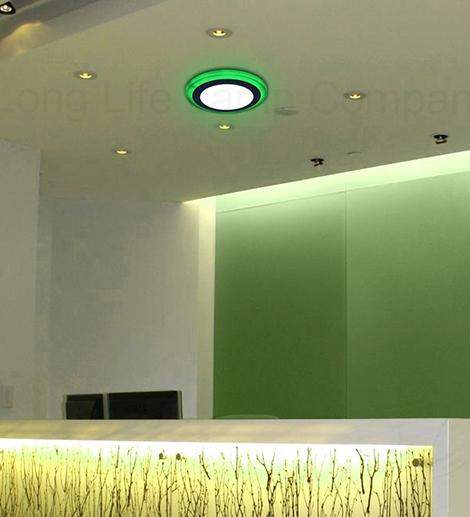 12w Recessed Ceiling LED Round Green Ring Panel 195mm - PanelHut Free Delivery on all orders