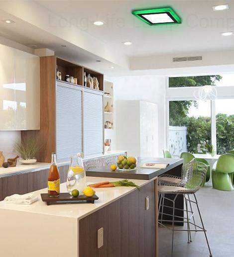192x192 recessed LED square panel with green ring light