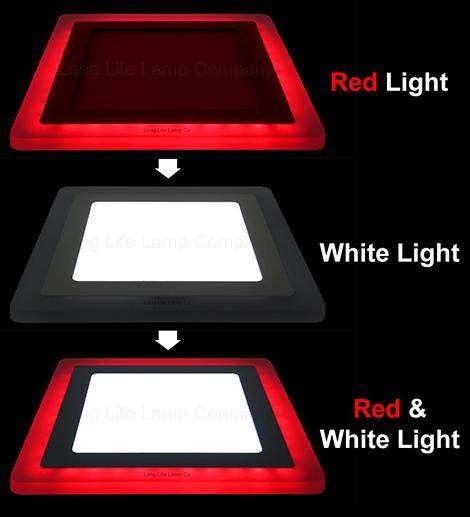 12w Recessed Ceiling LED Square Panel Dual Colour Red and White 192 x 192 - PanelHut Free Delivery on all orders