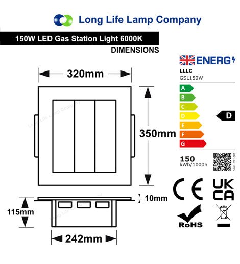 150w LED Canopy Light for Petrol Station 6000k IP67 GSL150W - PanelHut Free Delivery on all orders