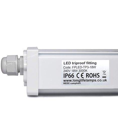 18w 2 feet LED Ceiling Batten Light Triproof Fitting IP66 Warm White 3000K - PanelHut Free Delivery on all orders